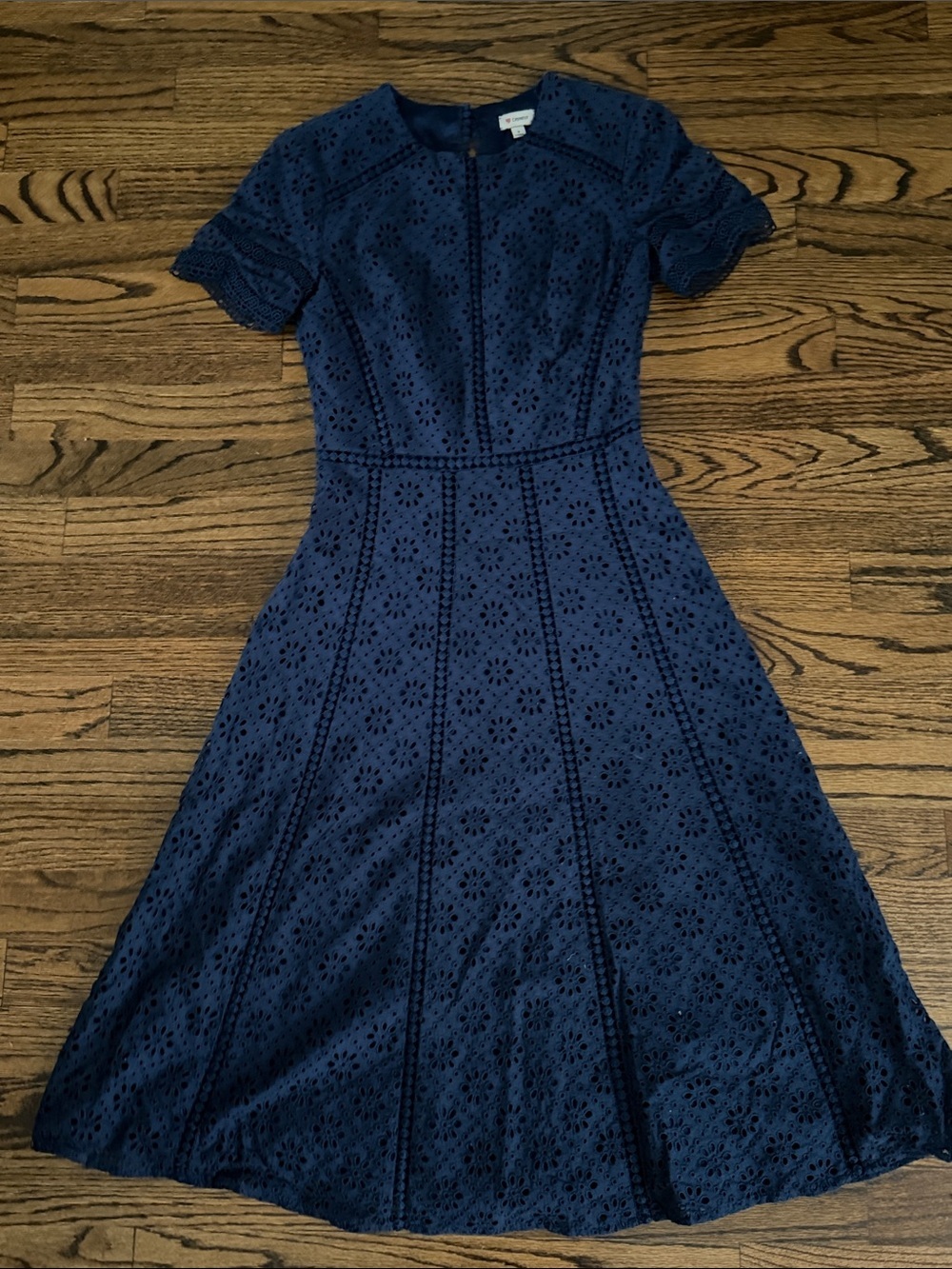 Cremieux Navy Eyelet Fit-and-Flare Dress - Women - Picture 3 of 6